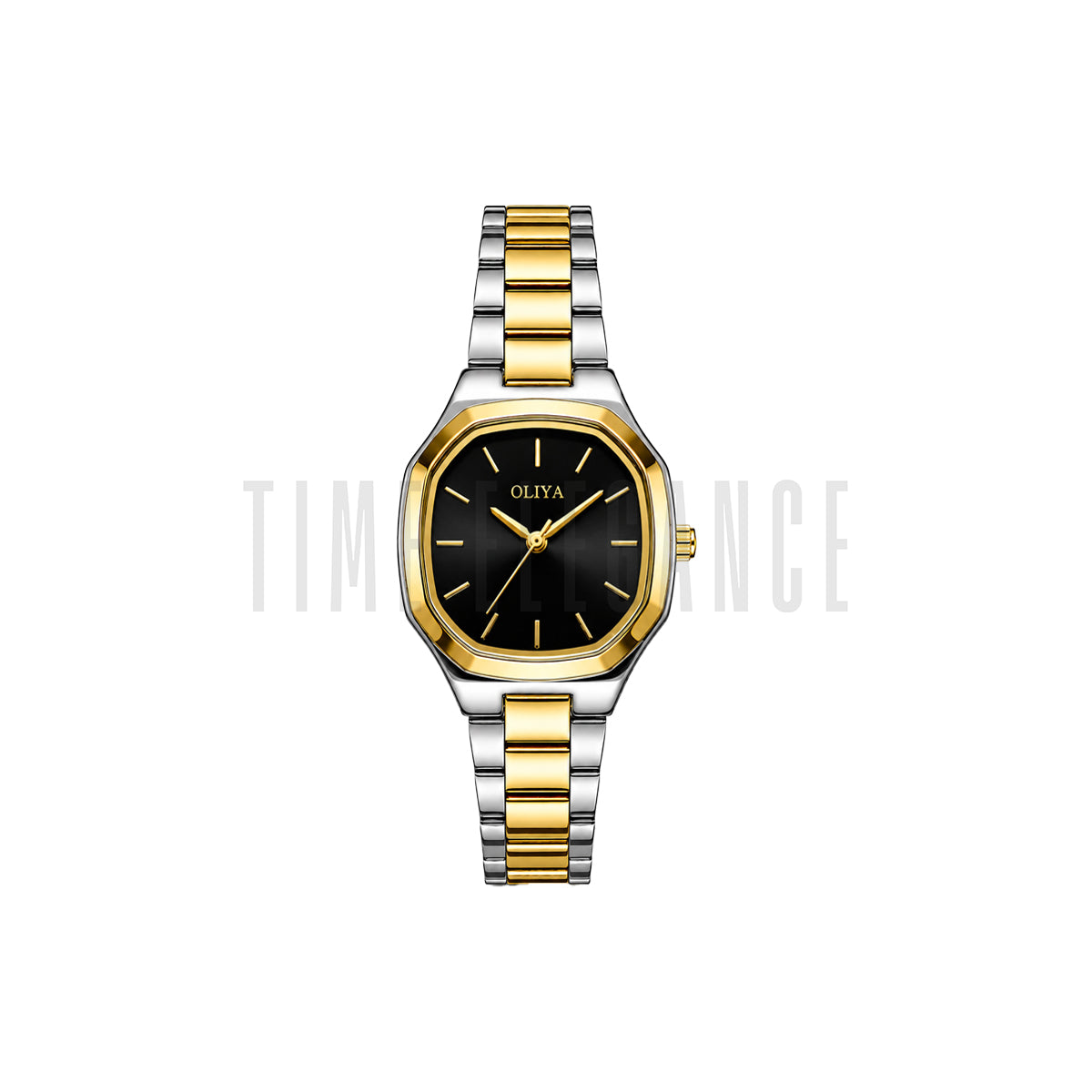 OLIYA 831  Women’s Black Dial Watch – Two Tone Bracelet