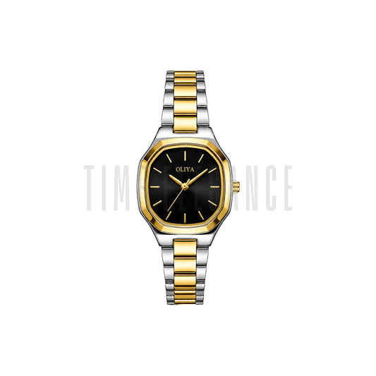 OLIYA 831  Women’s Black Dial Watch – Two Tone Bracelet