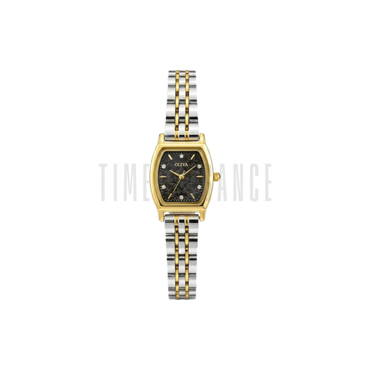 OLIYA 2001 Women’s Luxury Tonneau Quartz Watch Black Dial – Stainless Steel Water Resistant Wristwatch