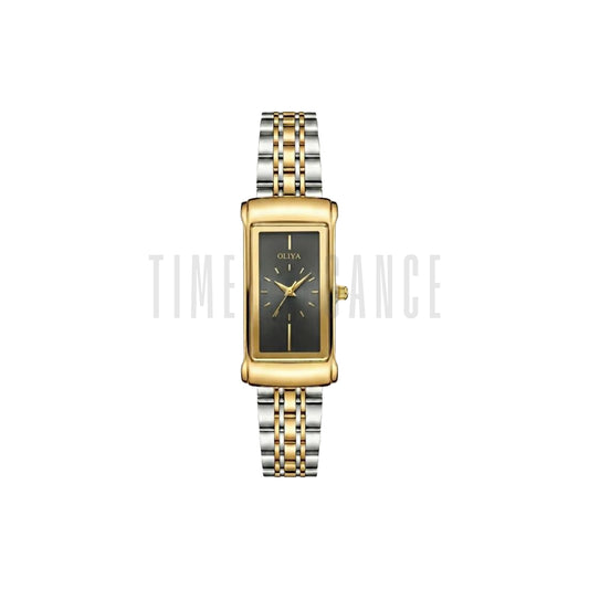 OLIYA 55182 Women’s Square Luxury Quartz Watch Black Dial – Stainless Steel Retro Dress Wristwatch