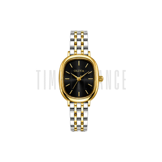 OLIYA 705 Women’s Black Dial Watch – Gold Silver Bracelet