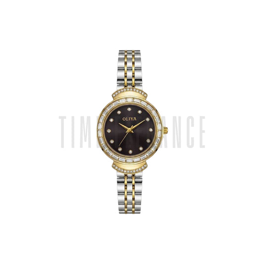 OLIYA 6806 Women’s Square Quartz Watch Black Dial– Steel Strap Waterproof Business Casual Wristwatch