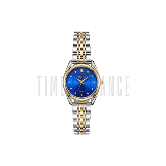 OLIYA 8518 Women’s Luxury Round Quartz Watch Blue Dial – Stainless Steel Water Resistant Wristwatch