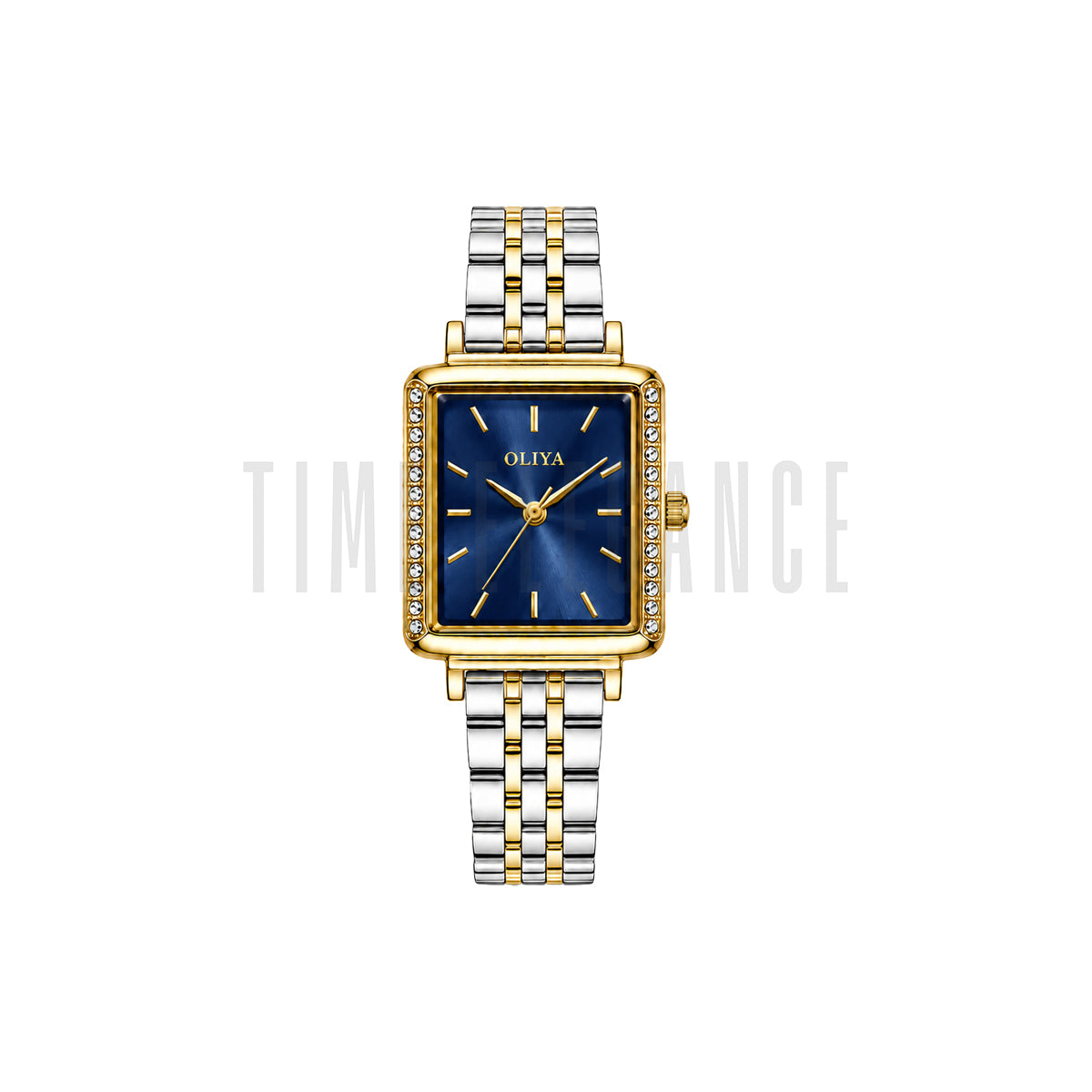 OLIYA 880 Women’s Blue Square Dial Watch – Gold Silver Bracelet