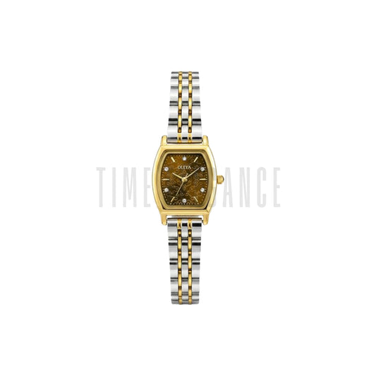 OLIYA 2001 Women’s Luxury Tonneau Quartz Watch Brown Dial – Stainless Steel Water Resistant Wristwatch