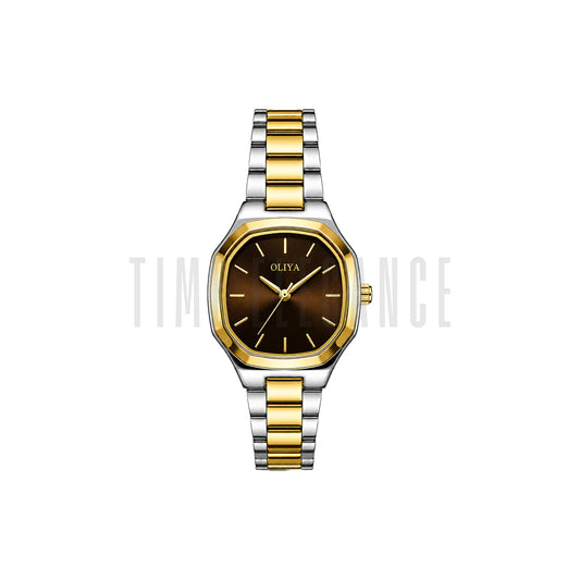 OLIYA 831  Women’s Dark Brown Dial Watch – Two Tone Bracelet