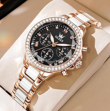 OLEVS 9999 Women's Luxury Fashion Watch Black Dial – Waterproof Quartz Sapphire Crystal Wristwatch