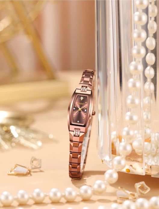 OLEVS 5501 Women’s Coper Luxury Slim Diamond Tungsten Steel Quartz Watch