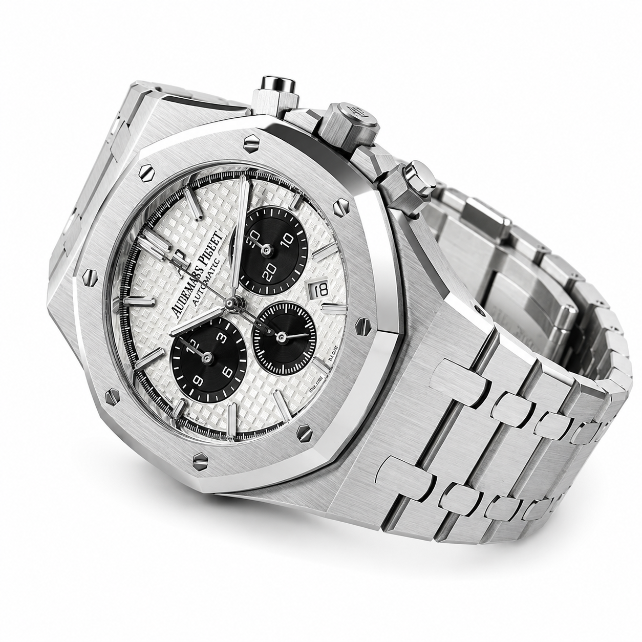 Audemars Piguet Royal Oak Style Automatic Chronograph Men's Watch – White Dial & Steel Bracelet