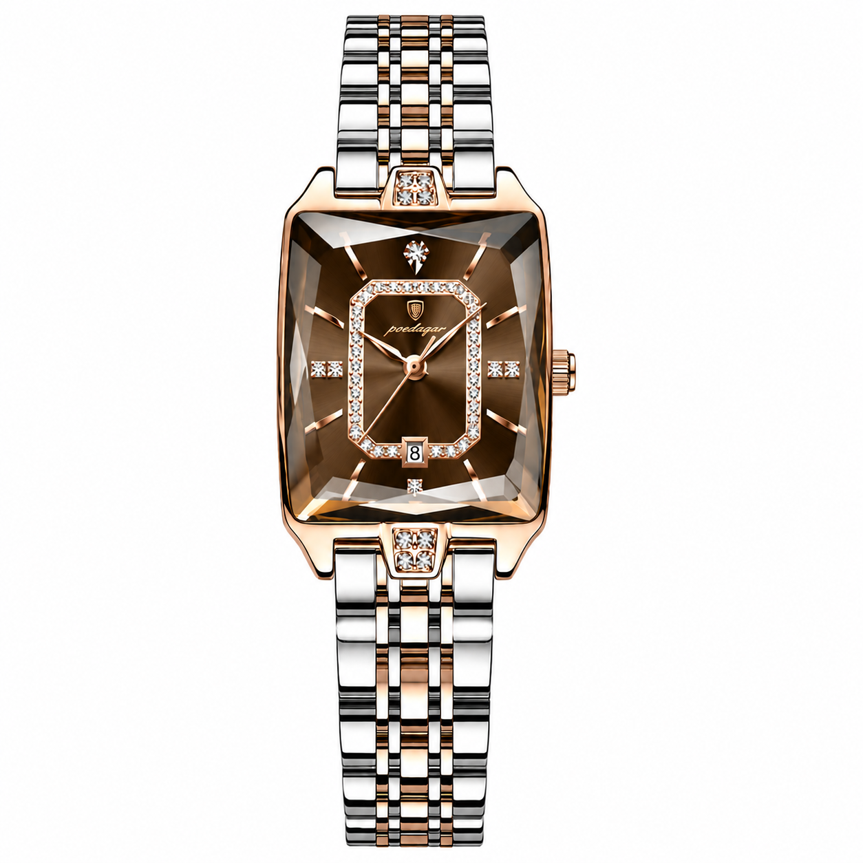 Poedagar 785 Two Tone Brown Dial— Women’s Waterproof Rectangle Luxury Quartz Watch