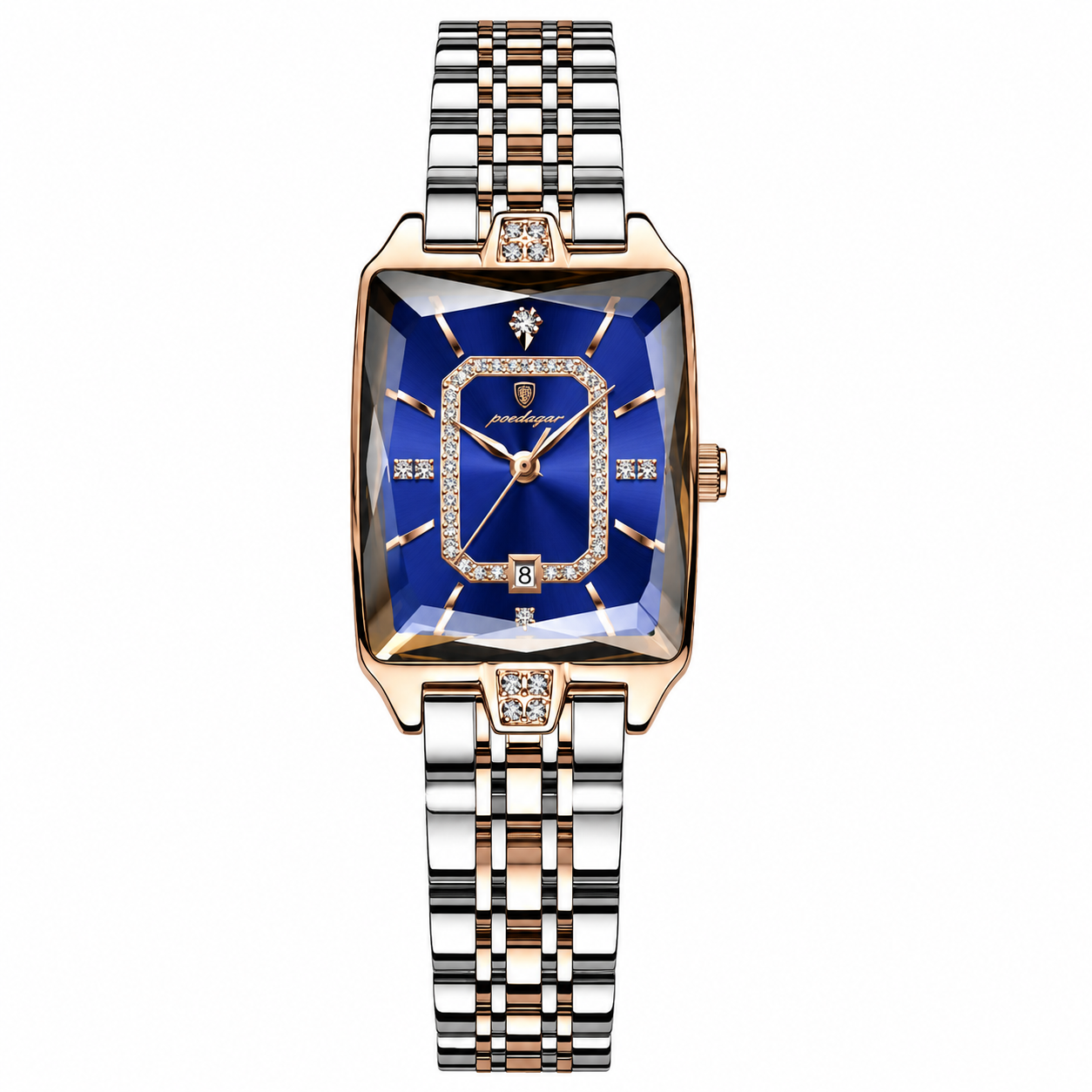 Poedagar 785 Two Tone Blue Dial— Women’s Waterproof Rectangle Luxury Quartz Watch