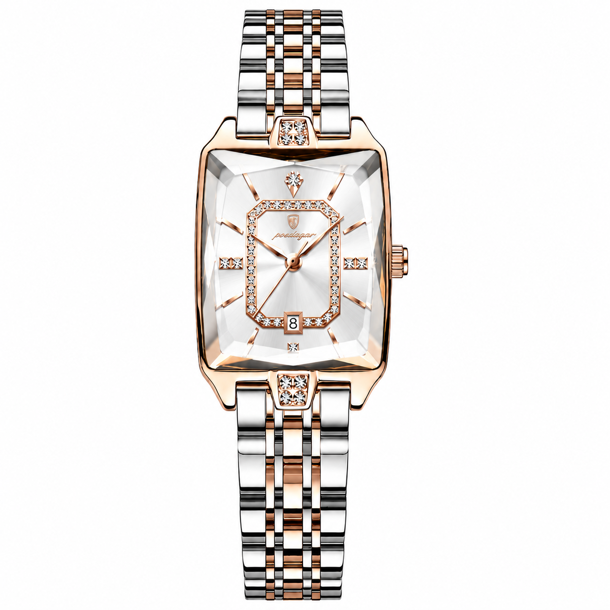 Poedagar 785 Two Tone White Dial— Women’s Waterproof Rectangle Luxury Quartz Watch