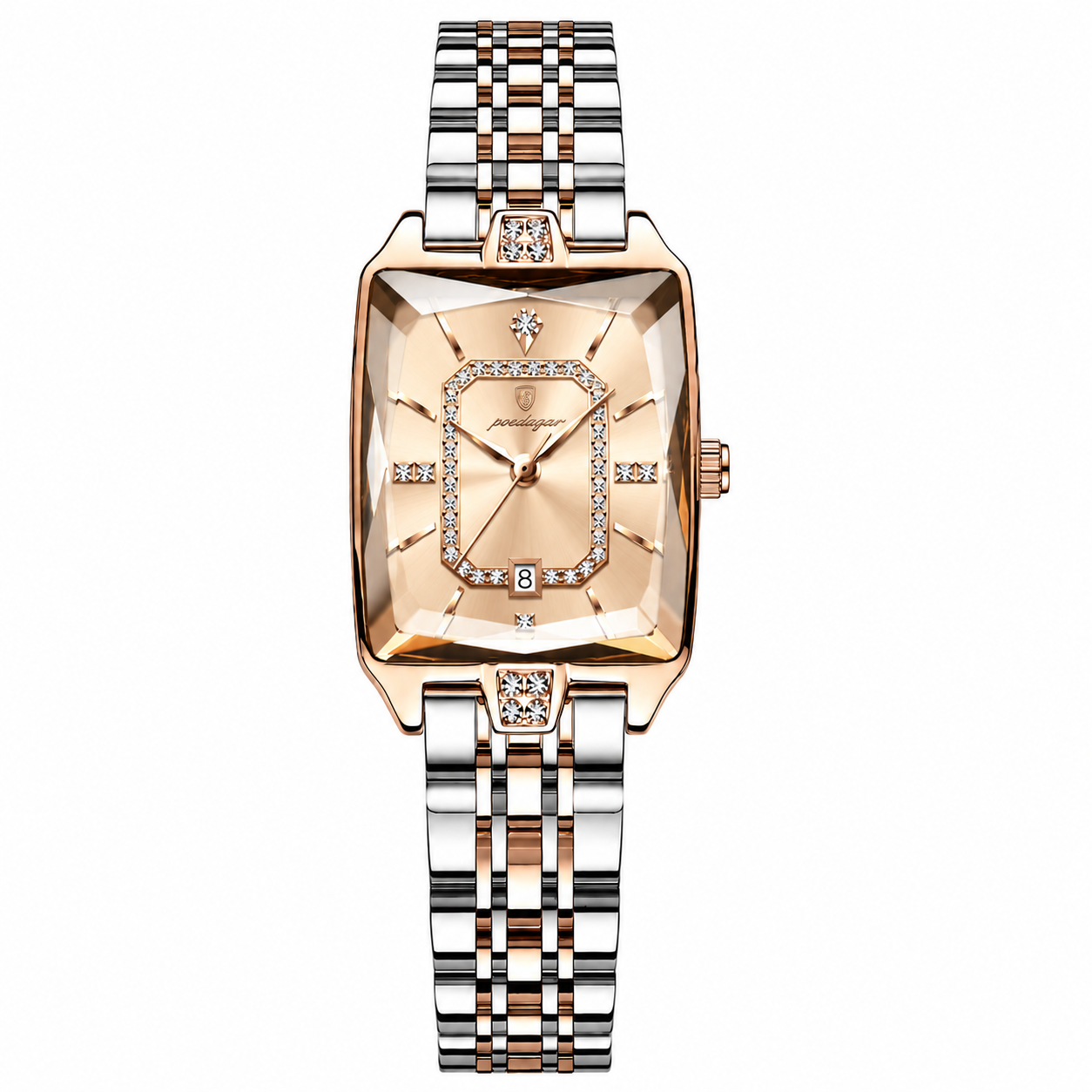 Poedagar 785 Two Tone Rose Dial— Women’s Waterproof Rectangle Luxury Quartz Watch