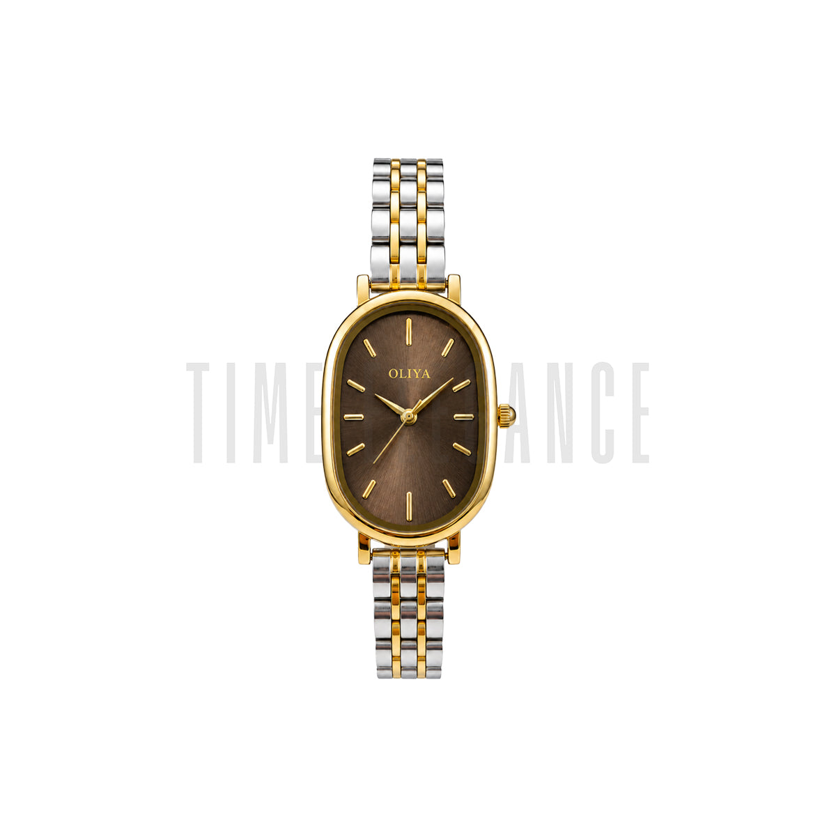 OLIYA 2015 Women’s Oval Quartz Watch Coffee Dial – Classic Stainless Steel Fashion Wristwatch