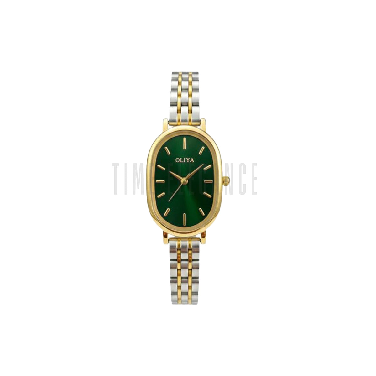 OLIYA 2015 Women’s Oval Quartz Watch Green Dial – Classic Stainless Steel Fashion Wristwatch