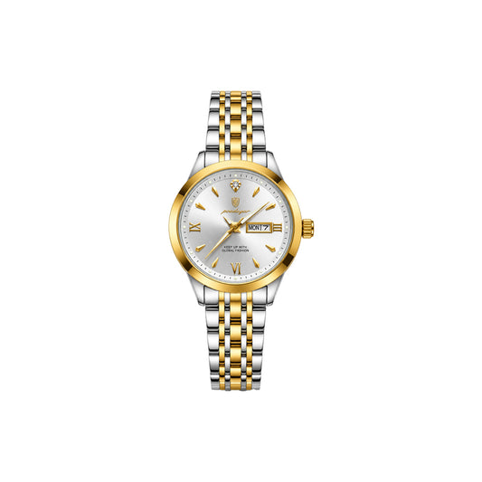 POEDAGAR 504 Women’s Quartz Watch Gold White – Stainless Steel Band & Complete Calendar Design (Copy) (Copy)