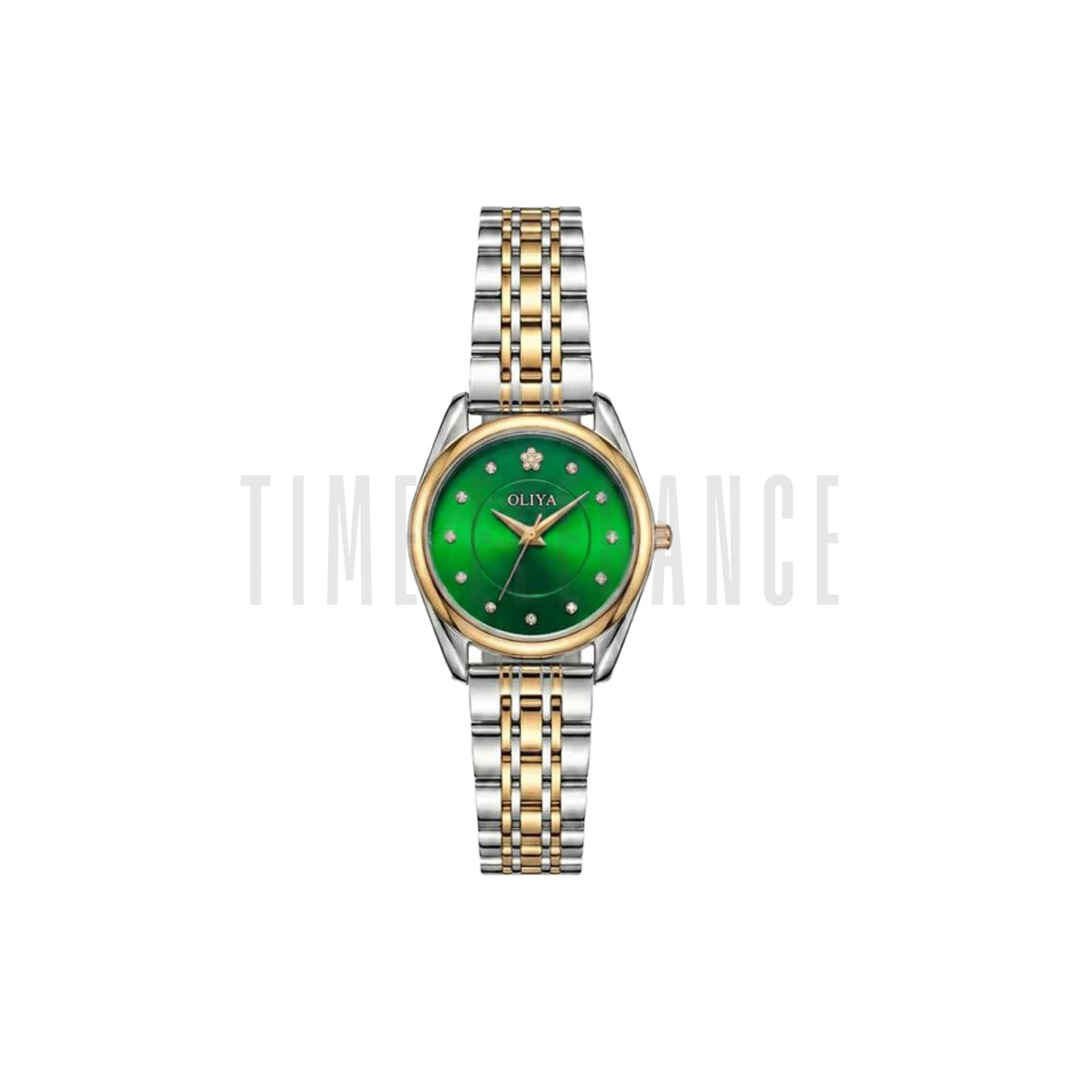 OLIYA 8518 Women’s Luxury Round Quartz Watch Green Dial – Stainless Steel Water Resistant Wristwatch