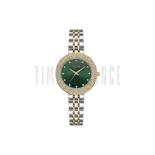 OLIYA 6802 Women’s Luxury Quartz Watch Green Dial– Stainless Steel 3ATM Waterproof Fashion Wristwatch