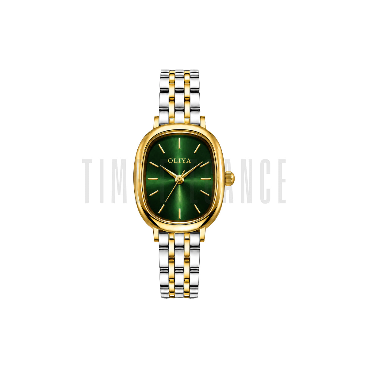 OLIYA 705 Women’s Green Dial Watch – Gold Silver Bracelet