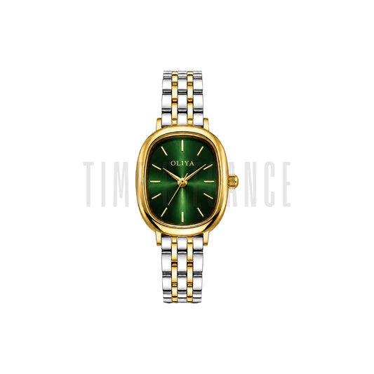 OLIYA 705 Women’s Green Dial Watch – Gold Silver Bracelet