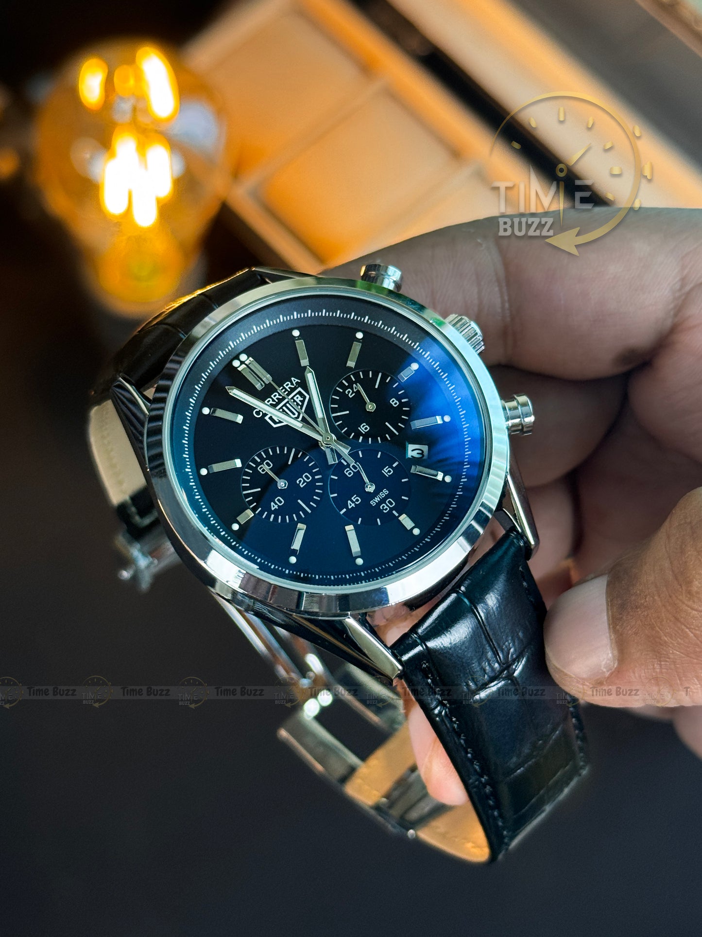 TAG Heuer Carrera Chronograph Men’s Watch – Black Dial & Black Leather Strap