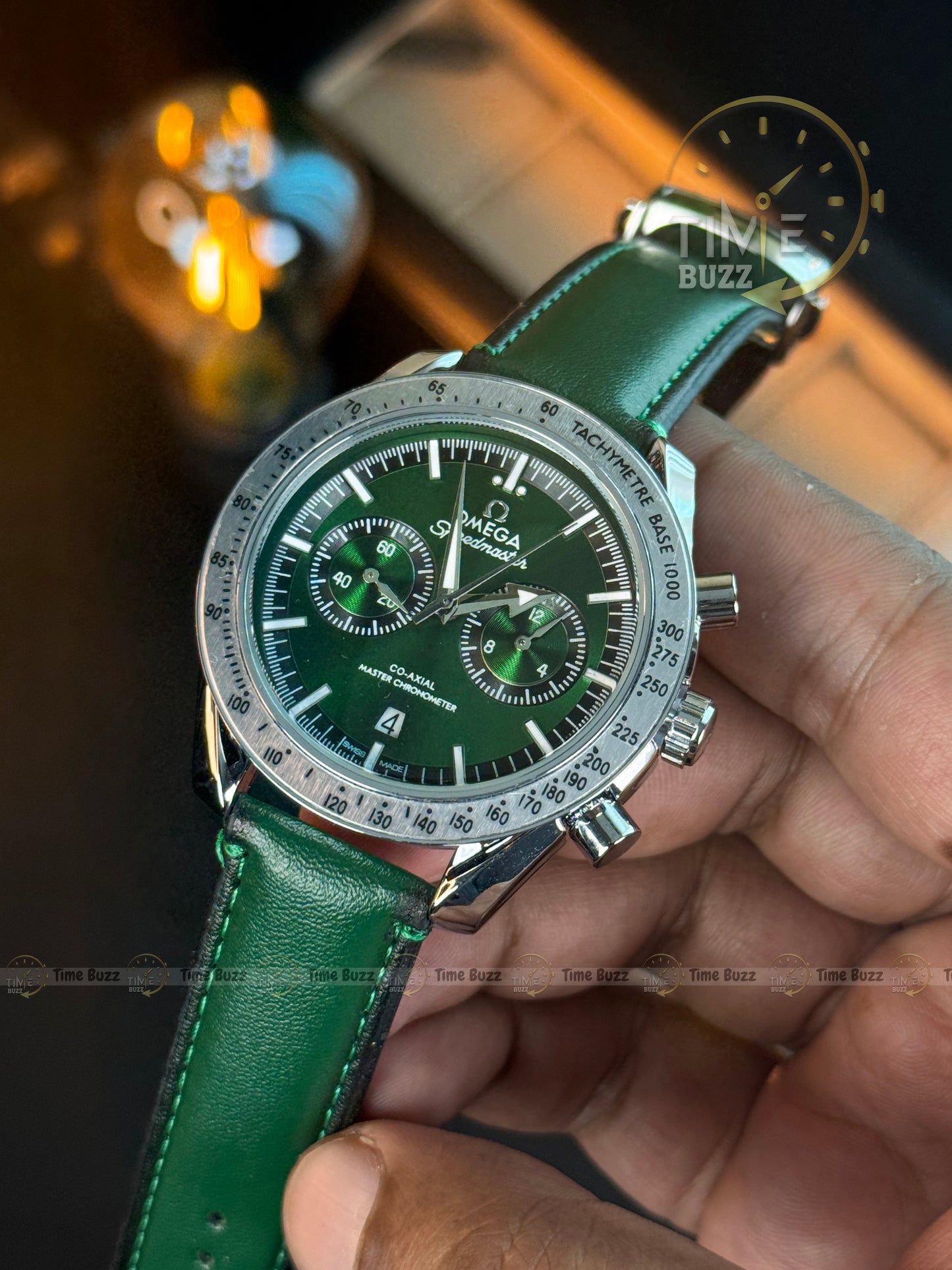 Omega Speedmaster Chronograph Men’s Watch – Green Dial & Green Leather Strap