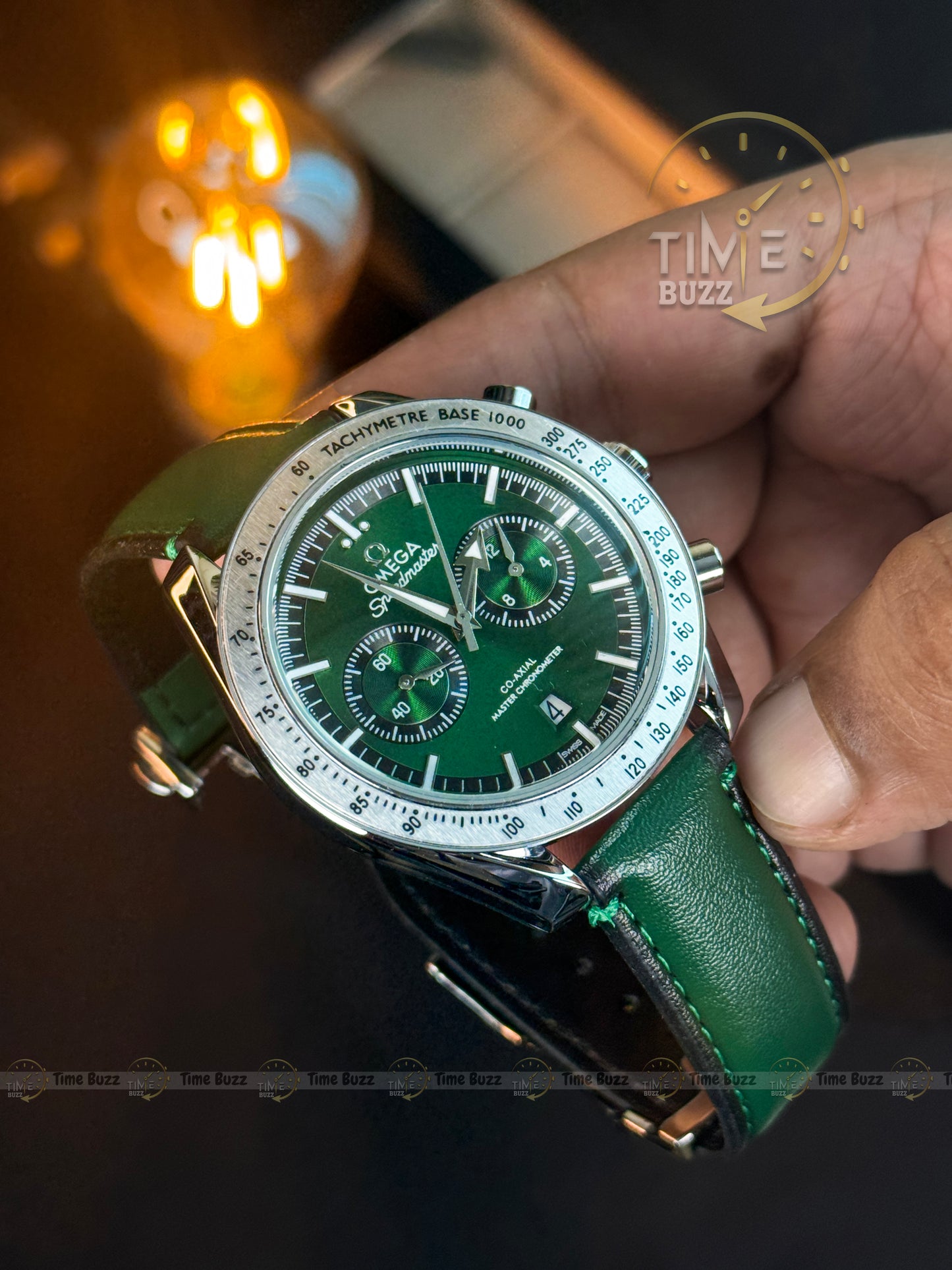 Omega Speedmaster Chronograph Men’s Watch – Green Dial & Green Leather Strap