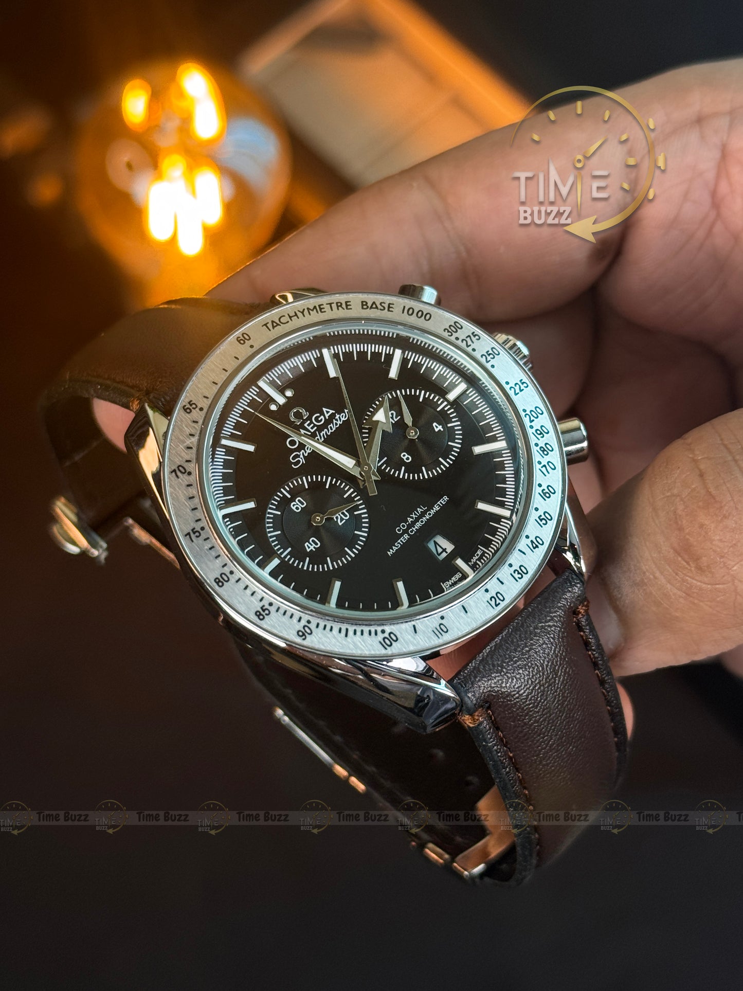 Omega Speedmaster Chronograph Men’s Watch – Black Dial & Brown Leather Strap  Meta Title