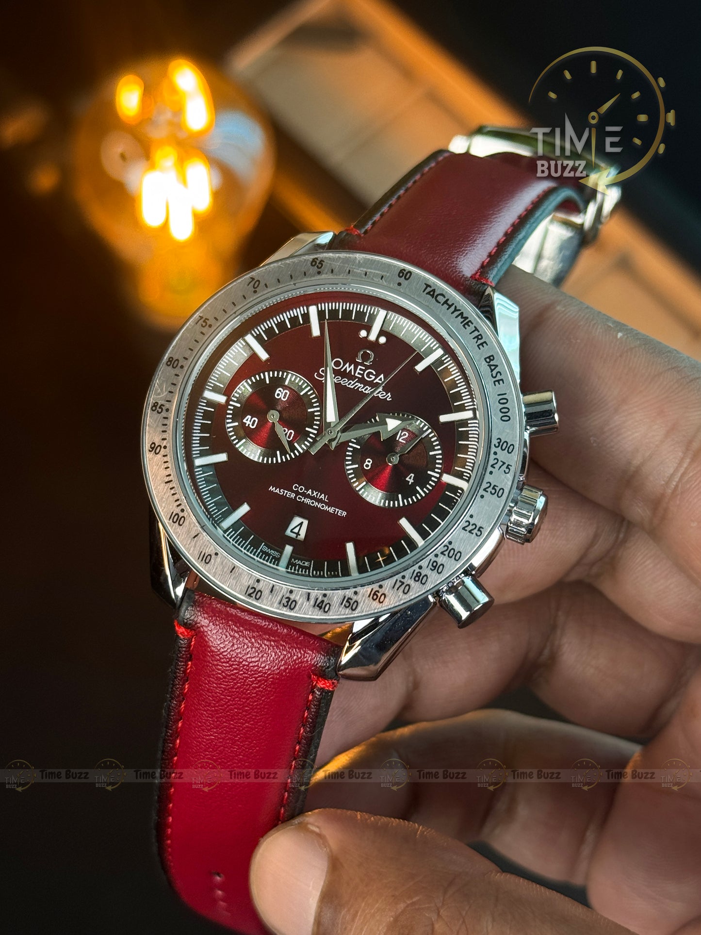 Omega Speedmaster Chronograph Men’s Watch – Red Dial & Red Leather Strap