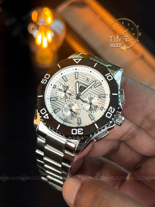 TAG Heuer Aquaracer Chronograph Men’s Watch – White Dial & Black Bezel