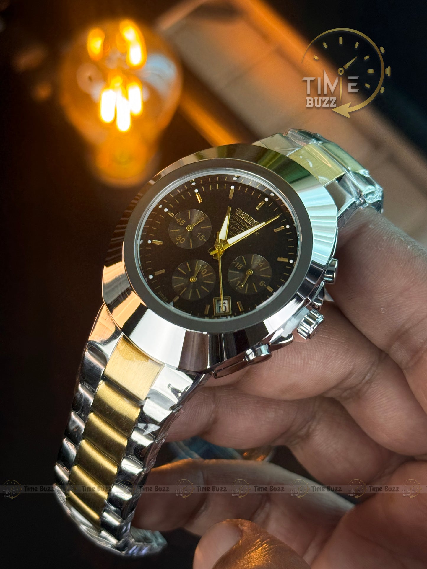 Rado Chronograph Men’s Watch – Black Dial & Two Tone Chain Strap  Meta Title