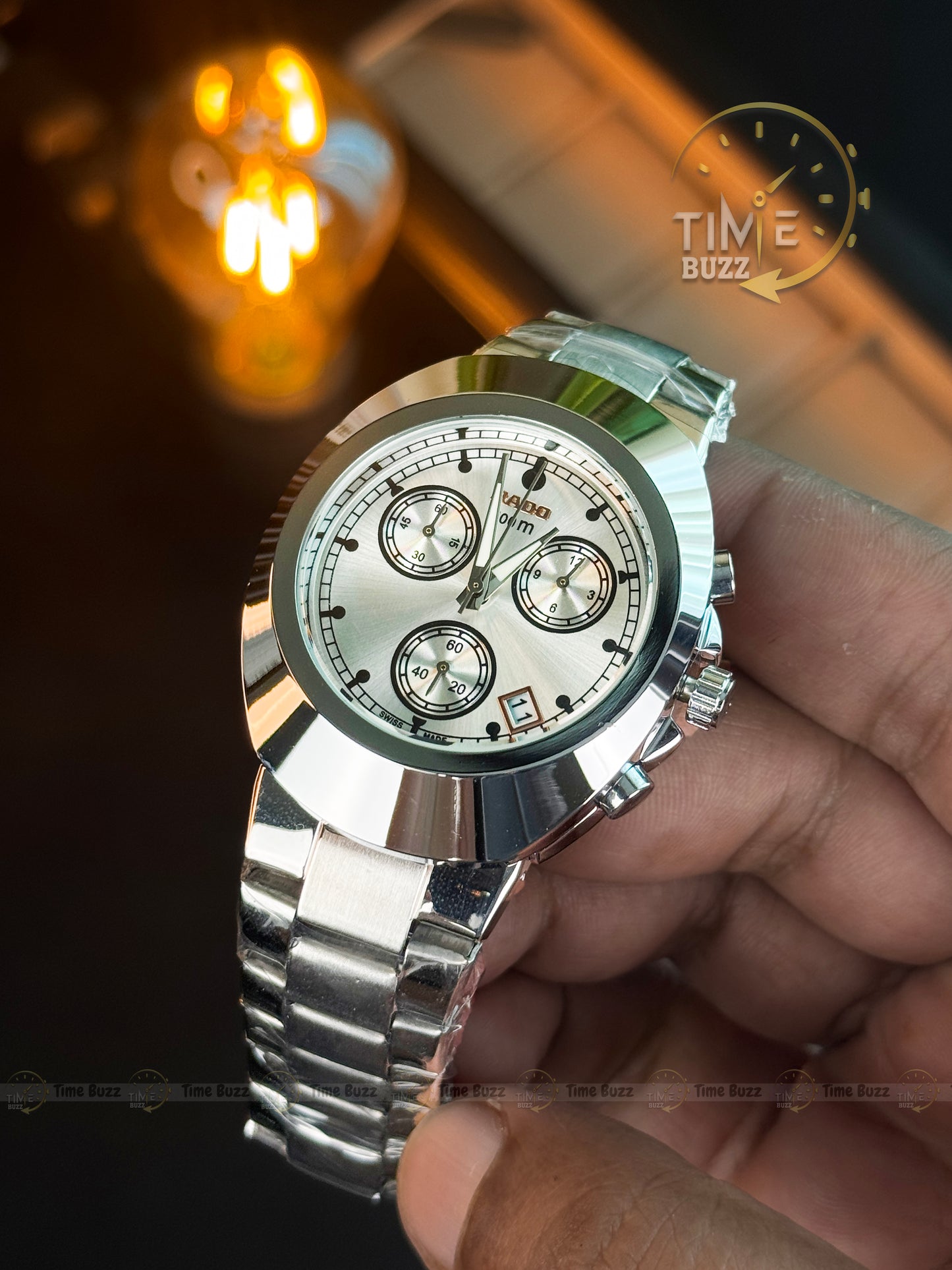 Rado Chronograph Men’s Watch – White Dial & Stainless Steel Chain Strap