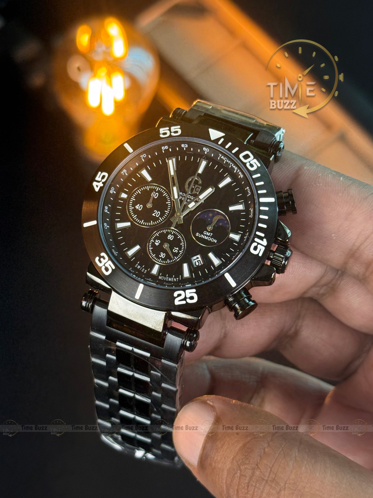 GC Chronograph Moonphase Men’s Watch – Full Black Chain Edition