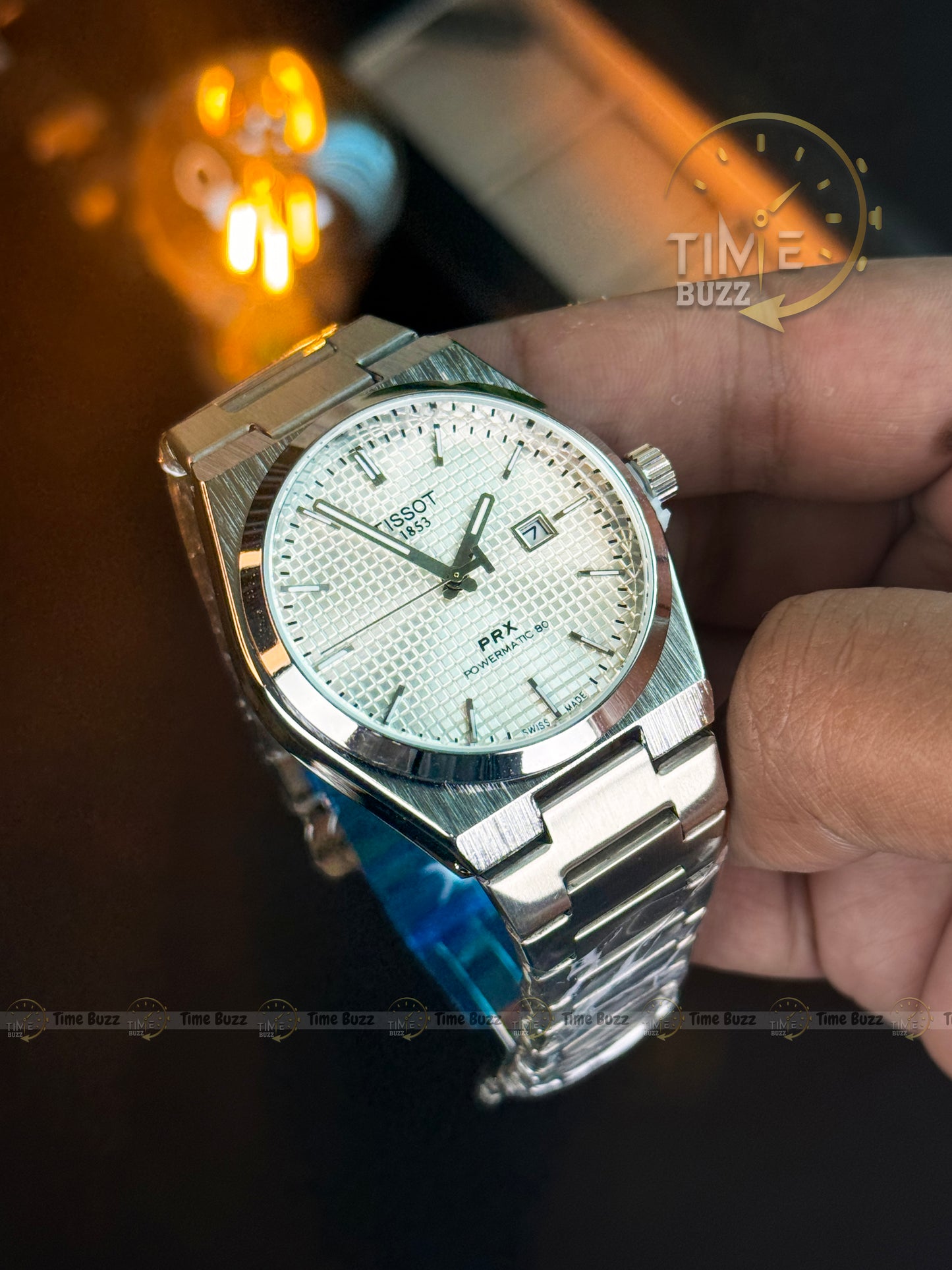 Tissot PRX Powermatic 80 Men’s Watch – White Waffle Dial & Stainless Steel Chain Strap
