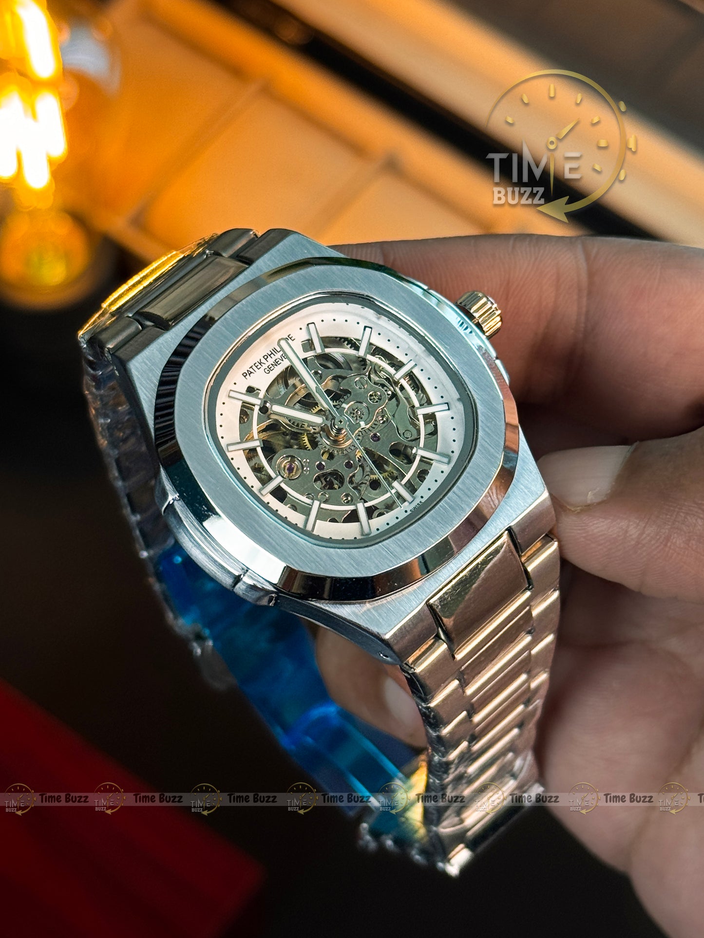 Patek Philippe Skeleton Automatic Style Men’s Watch – Silver Chain Strap