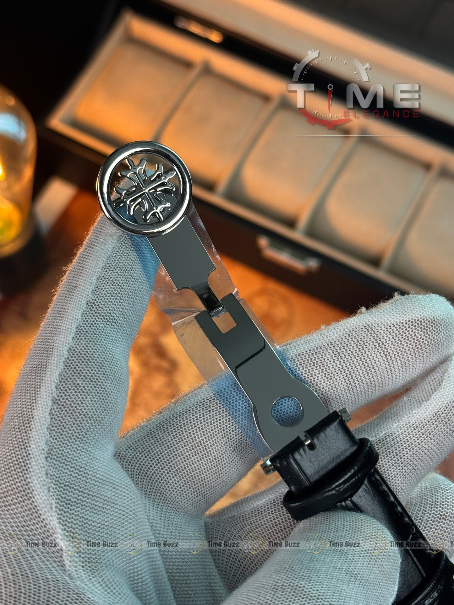 Patek Philippe Automatic Open Heart Watch – Black Dial & Black Leather Strap