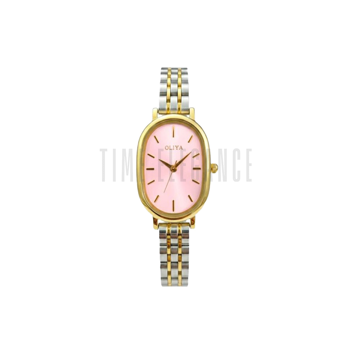 OLIYA 2015 Women’s Oval Quartz Watch Pink Dial – Classic Stainless Steel Fashion Wristwatch
