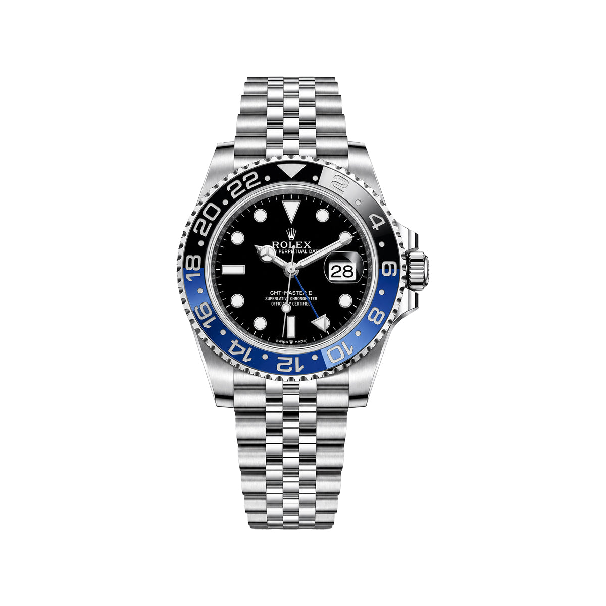 Rolex Black & Blue GMT Automatic Watch – Jubilee-Style Stainless Steel Bracelet