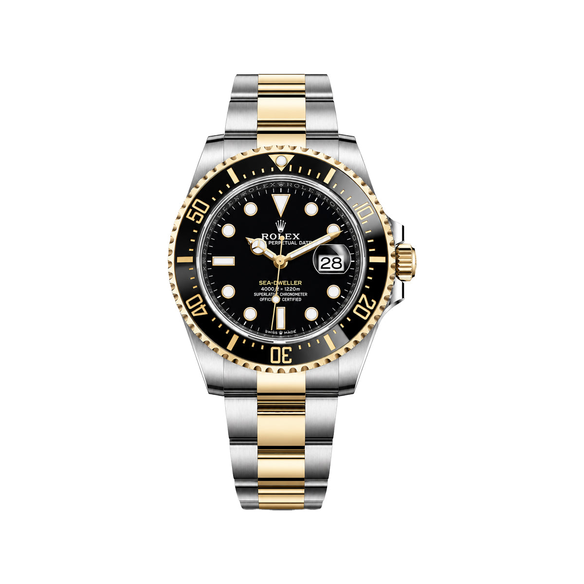 Rolex Two-Tone Automatic Diver Watch – Black Dial, Black & Gold Bezel, Stainless Steel Bracelet