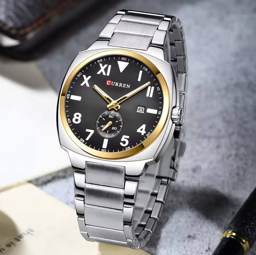 CURREN 8472 Men’s Black Dial Watch – Silver Stainless Steel Bracelet