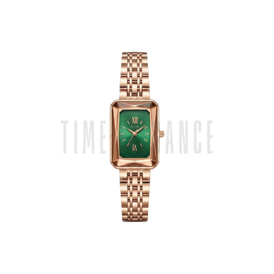 OLIYA 6881 Women’s Rectangle Quartz Watch Rose Green Dial– Stainless Steel Vintage Ladies Wristwatch