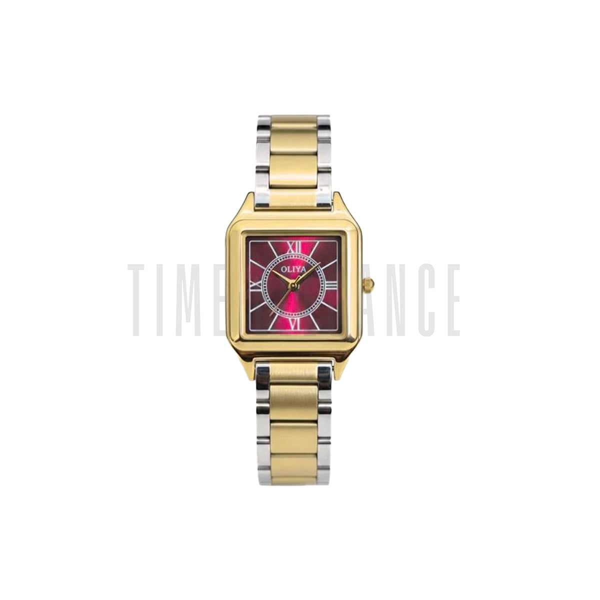 OLIYA 6103 Women’s Small Square Quartz Watch Maroon Dial – Luxury Waterproof Ladies Wristwatch