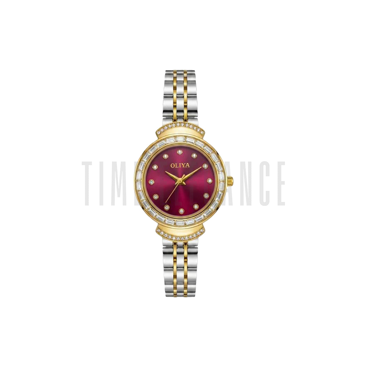 OLIYA 6806 Women’s Square Quartz Watch Red Dial– Steel Strap Waterproof Business Casual Wristwatch