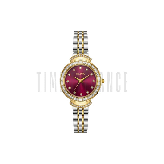 OLIYA 6806 Women’s Square Quartz Watch Red Dial– Steel Strap Waterproof Business Casual Wristwatch