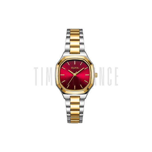 OLIYA 831  Women’s Red Dial Watch – Two Tone Bracelet
