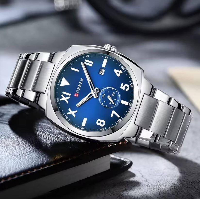 CURREN 8472 Men’s Blue Dial Watch – Silver Stainless Steel Bracelet