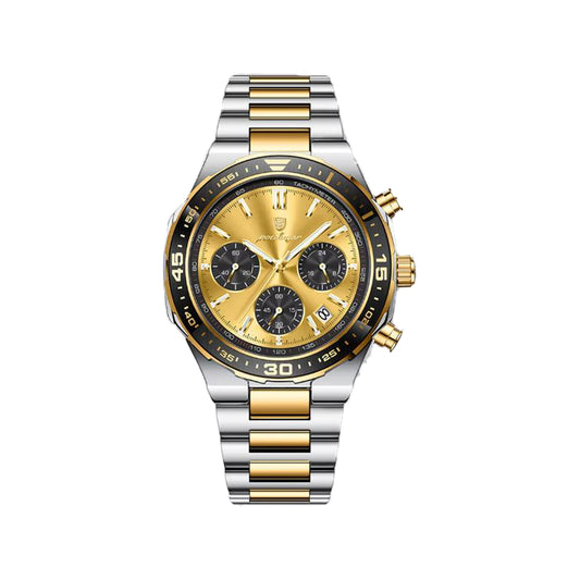 POEDAGAR 697 Men’s Luxury Quartz Chronograph Watch Gold– Stainless Steel Waterproof Luminous Wristwatch