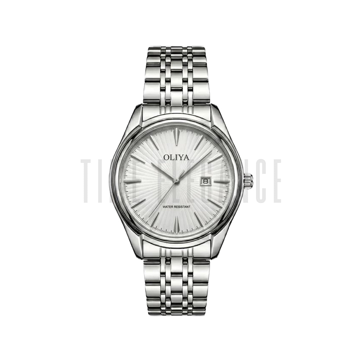 OLIYA 66160 Men’s Stainless Steel Quartz Watch Silver White– Waterproof Calendar Fashion Wristwatch