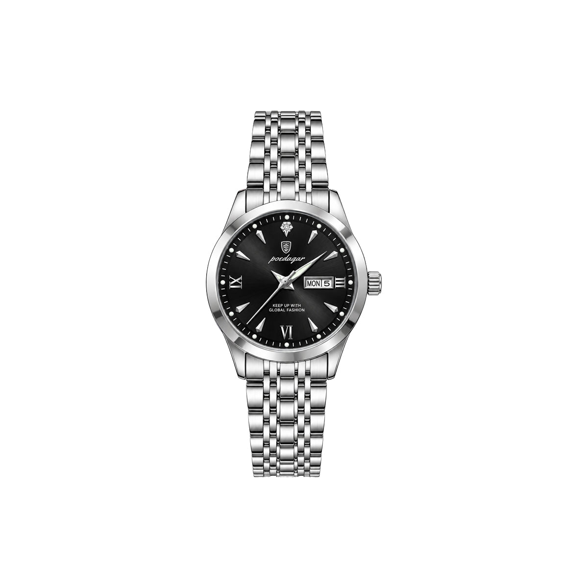 POEDAGAR 504 Women’s Quartz Watch Silver Black – Stainless Steel Band & Complete Calendar Design (Copy) (Copy) (Copy) (Copy) (Copy) (Copy)