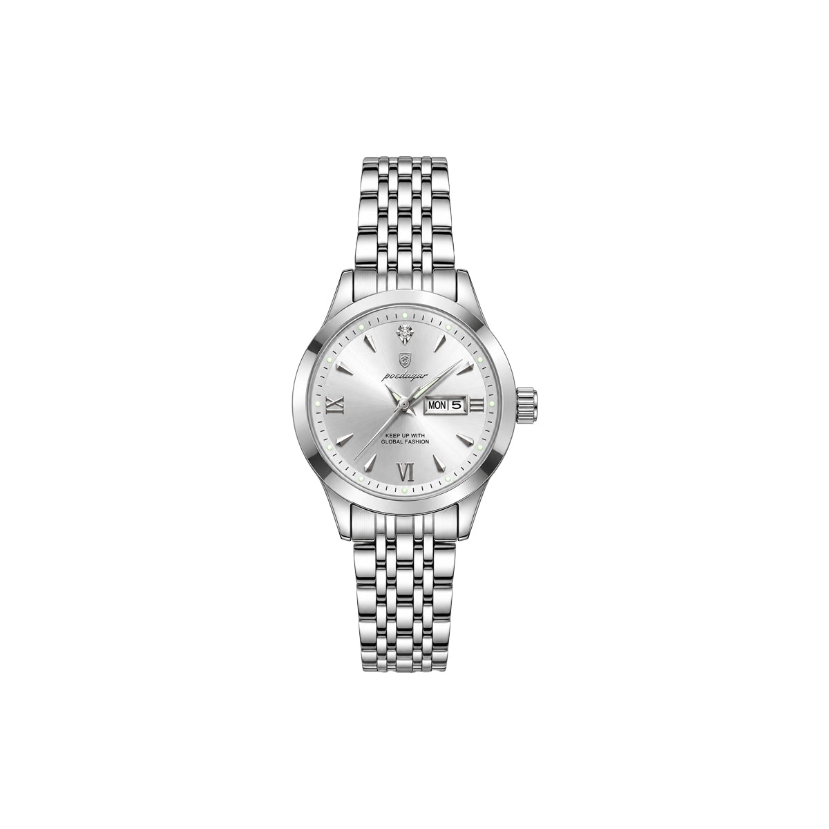 POEDAGAR 504 Women’s Quartz Watch Silver White – Stainless Steel Band & Complete Calendar Design (Copy) (Copy) (Copy) (Copy) (Copy)